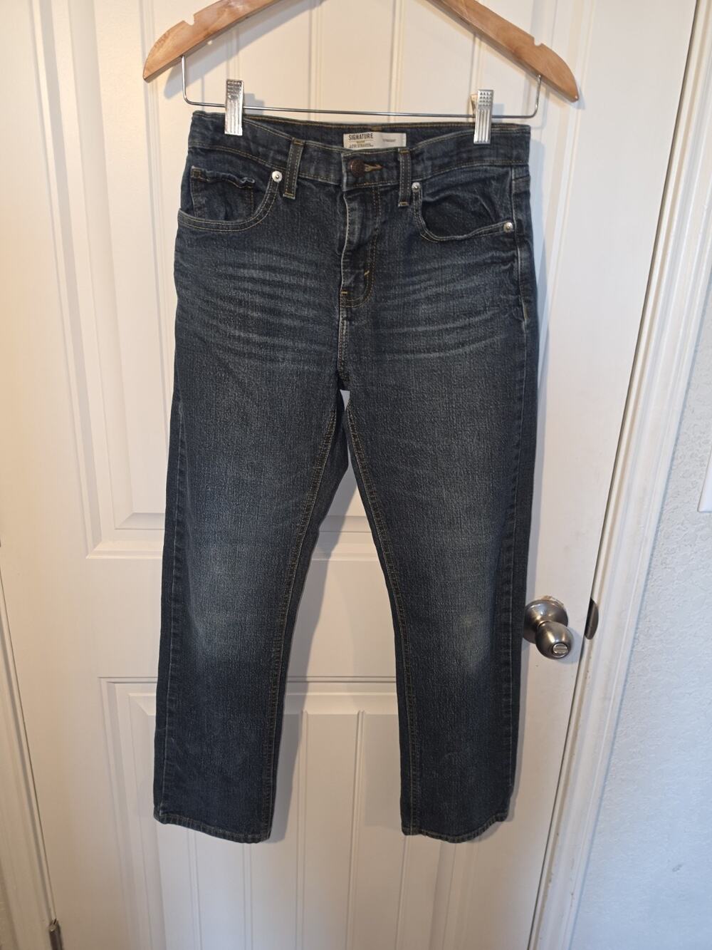 Signature by Levi Strauss Boys Jeans Size 14 Regular Straight Leg Dark Wash